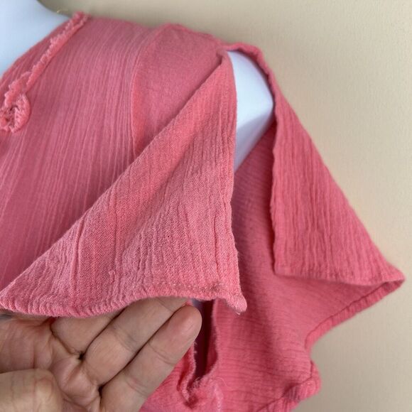 Only Necessities Midi Dress 18 W Coral Ruffles‎ Embroidery Gauzy Coastal Beachy - Picture 7 of 13